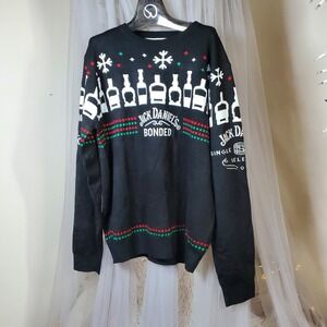 Jack Daniel's Christmas Holiday Knit Sweater Mens Pullover Size XL Party